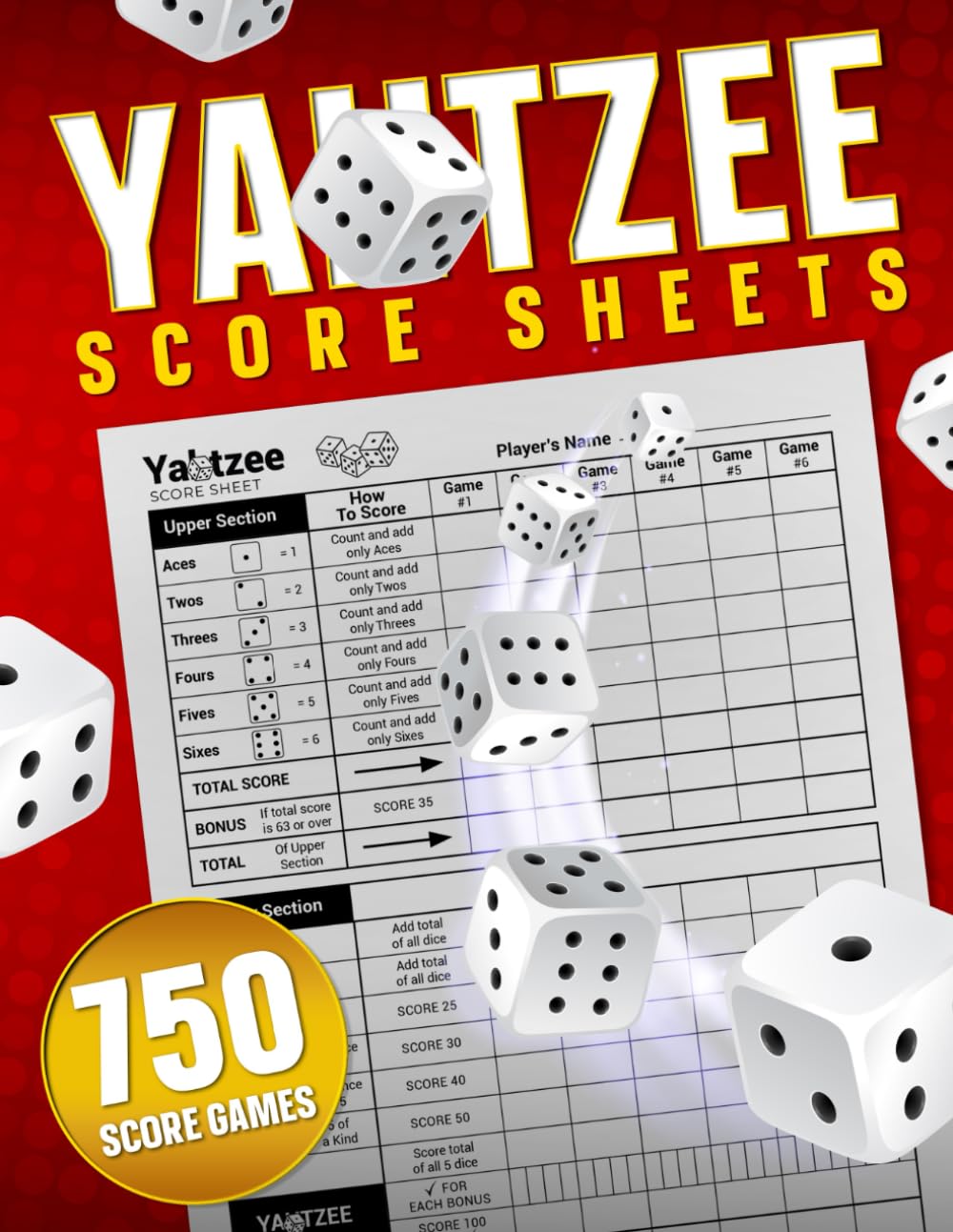 ler totalmente Yatzee Score Sheets: 750 Score Games for Easy Scorekeeping, Yatzee Score Pads, 8.5x11 Large Print Yatzee Score Book