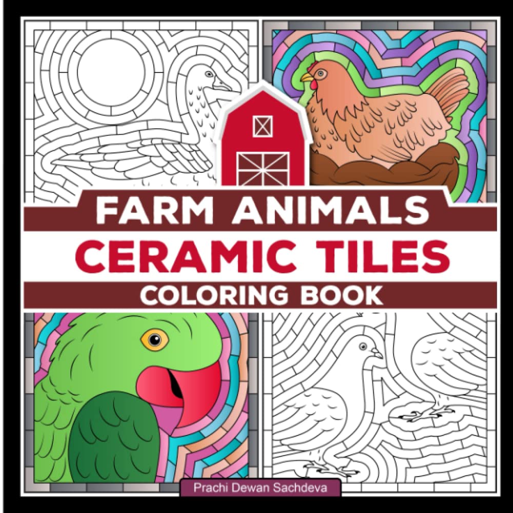 ler totalmente Ceramic Tiles Farm Animals - Coloring Book: A perfect book to color and relax - pages with adorable cow, cat, horse, pig and many more cute animal designs (Ceramic Tiles Coloring Book for Adults)