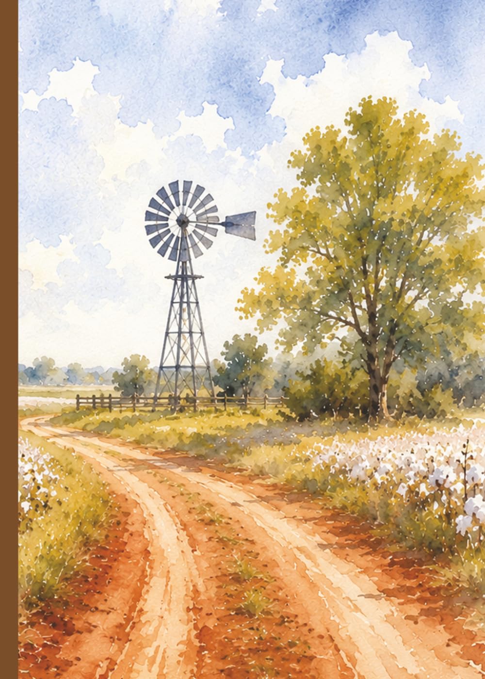 ler totalmente Lined Notebook: Country Cotton Fields and Vintage Windmill among Red Dirt Watercolor Illustration Journal | 5.0" x 7.0” Floral Botanical Aesthetic... Girls – Teens – Women | Landscape Collection