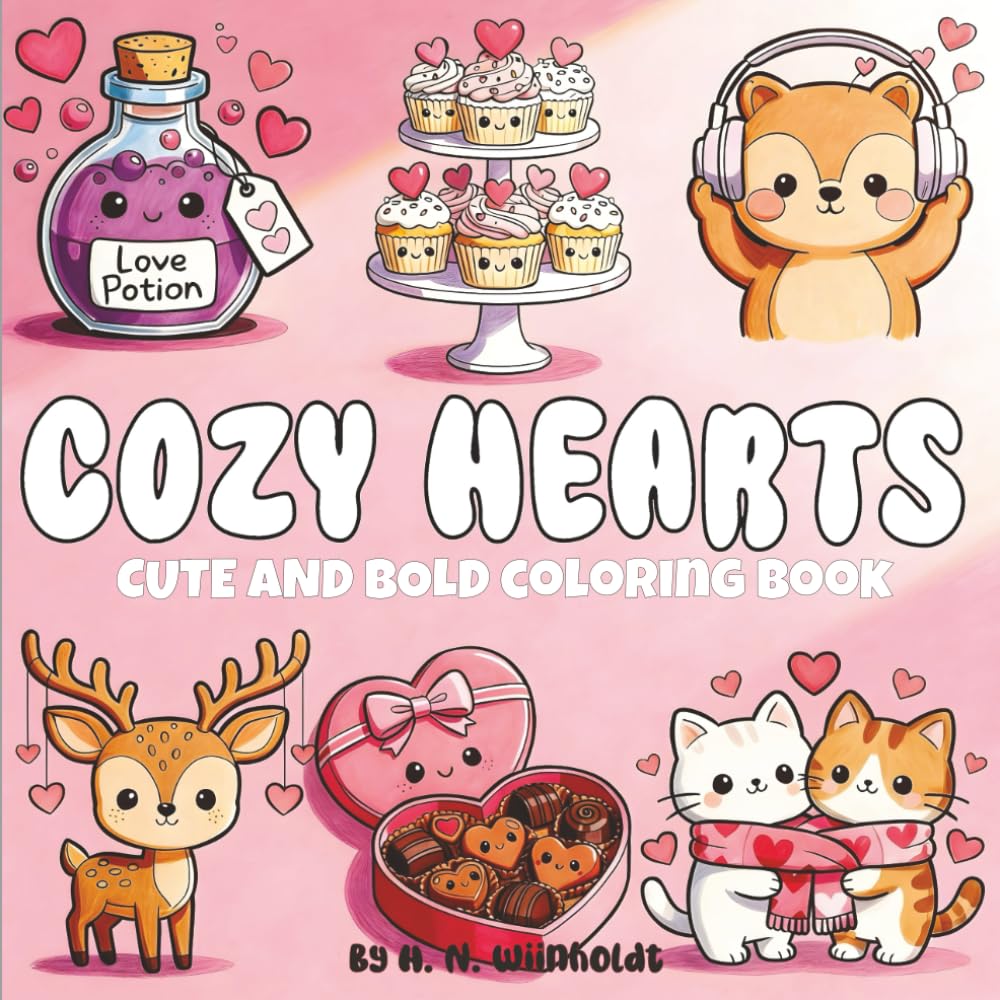ler totalmente Cozy Hearts: Cute and bold coloring book