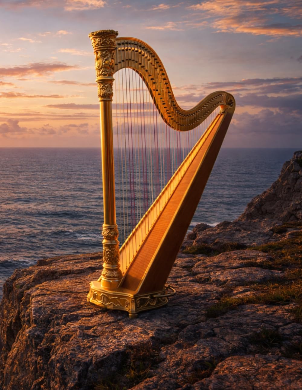 Sheet Music Book – Golden Harp by the Ocean at Sunset: Blank Manuscript Paper with 12 Staves Per Page for Composition, Songwriting, Lessons, Practice,... and Creative Ideas | 100 Pages | 8.5 x 11 baixar o livro de graça