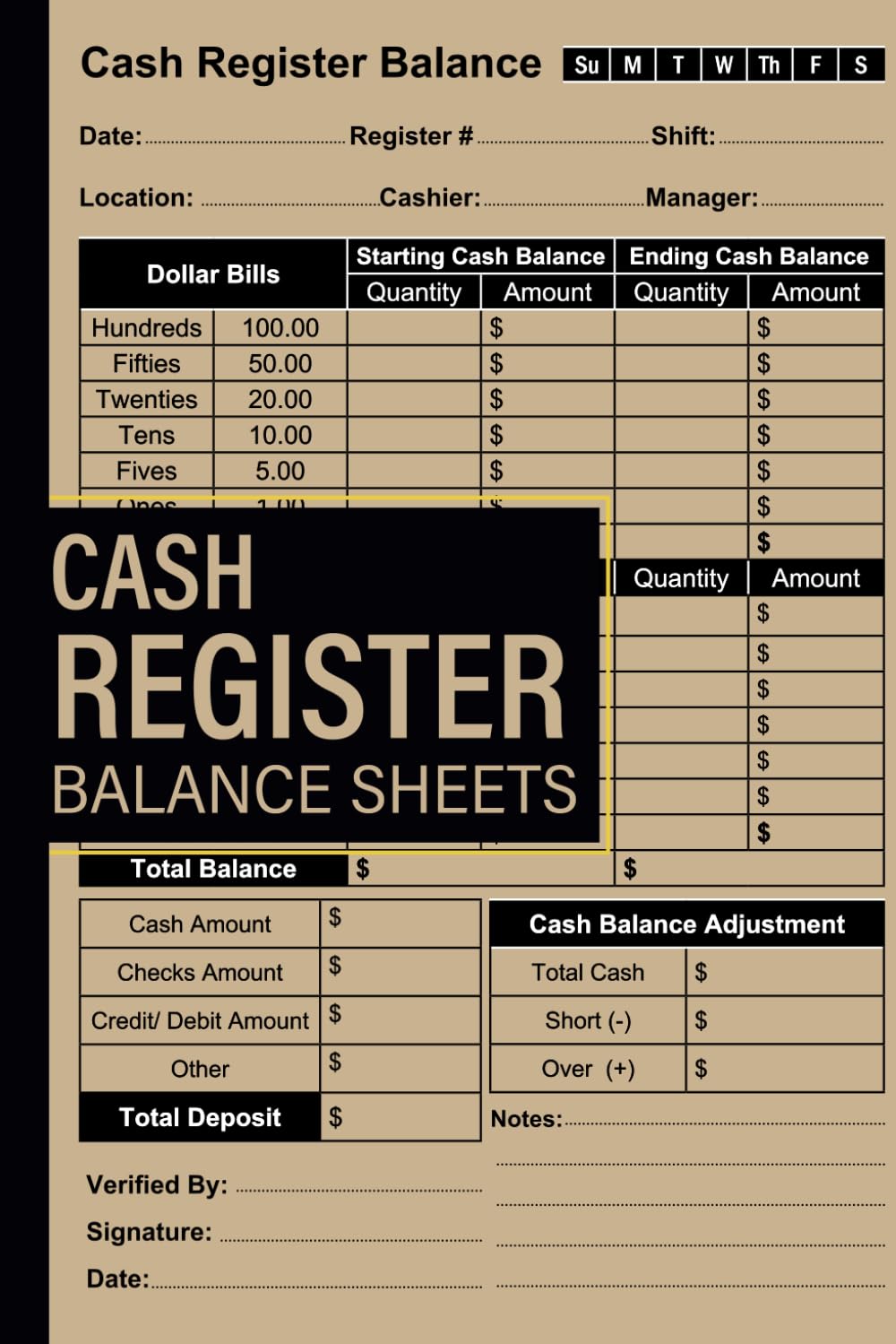 Cash Register Balance Sheets: Daily Drawer Count Log Book For Cashier | Counting Report Forms baixar livro de graça