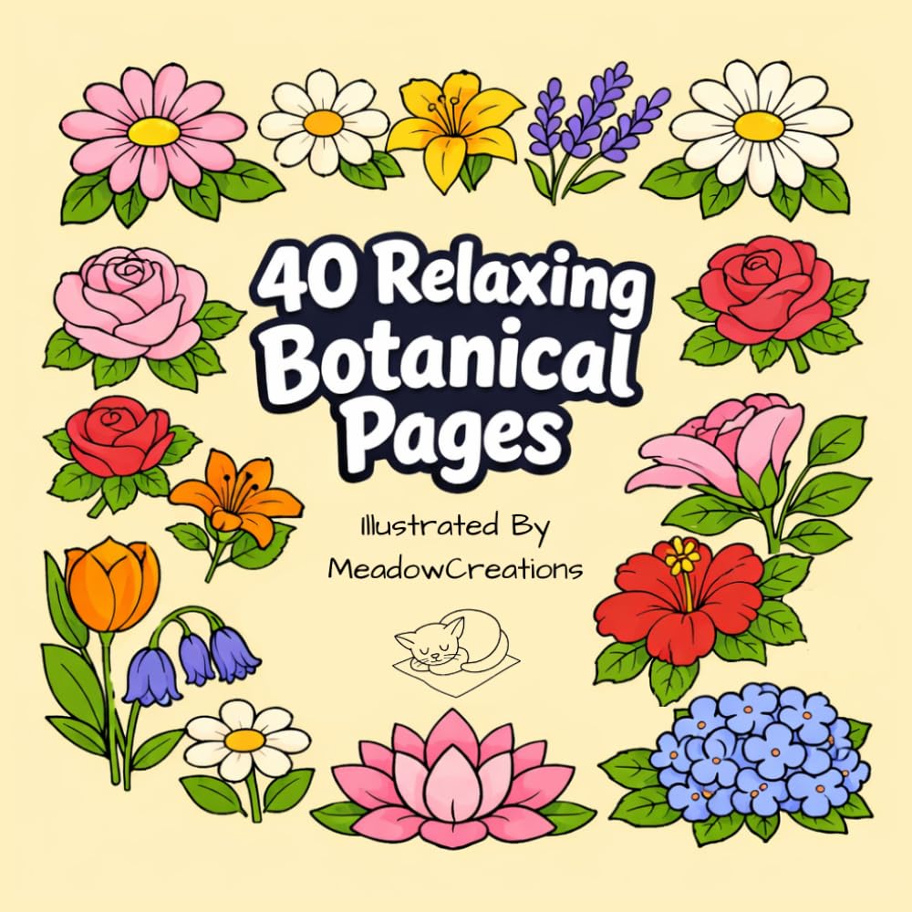 capítulo por capítulo baixar 40 Relaxing Botanical Pages: Coloring Books for Kids and Adults: Flower Coloring Pages for Kids & Adults | 8.5x8.5 Inches, 88 Pages | 40 Colorable Flowers | All Ages