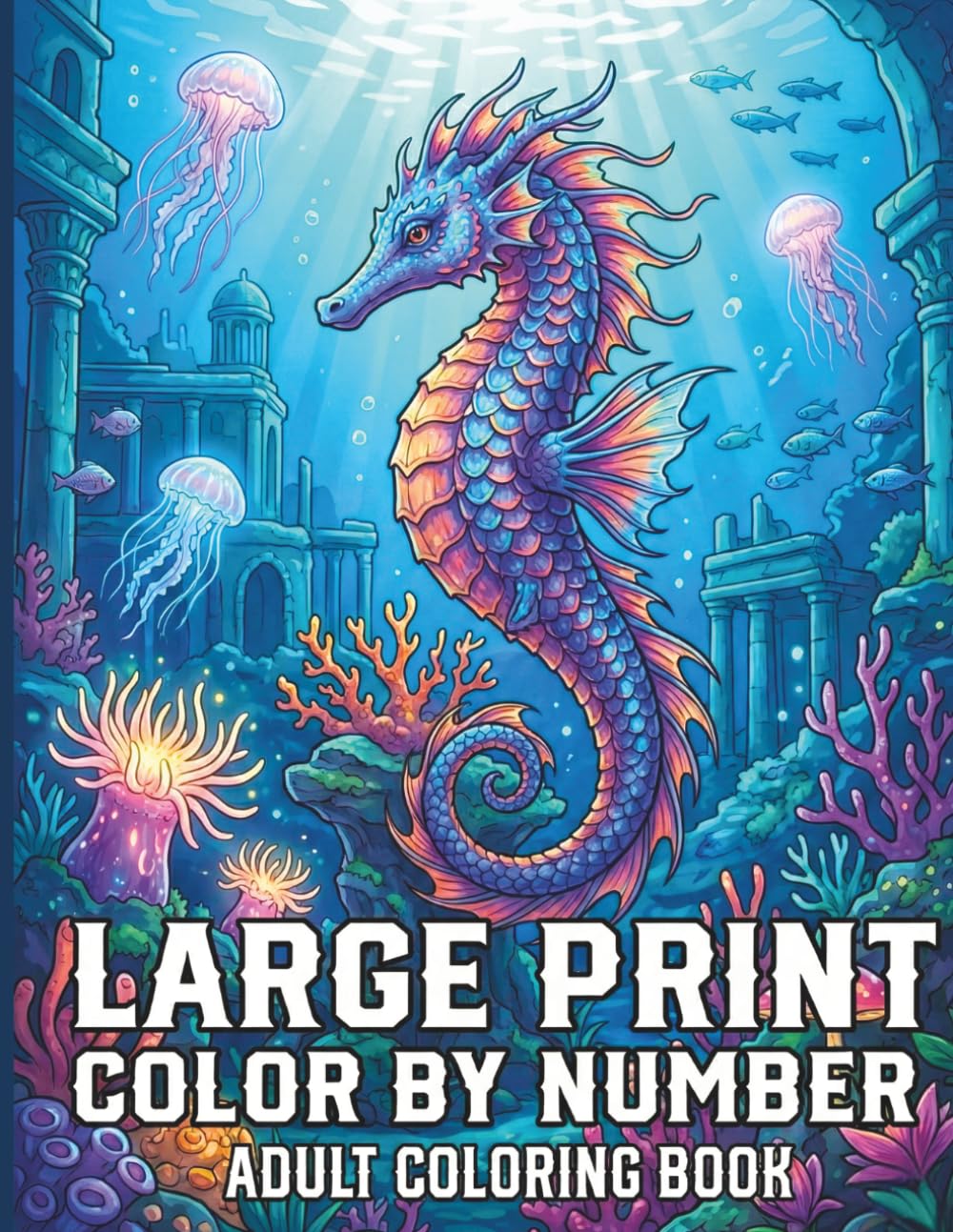 Large Print Color by Number Adult Coloring Book: Simple Nature and Animal Illustrations with Bold Lines and Large Print Color Keys for a Relaxing and Easy Creative Coloring Journey