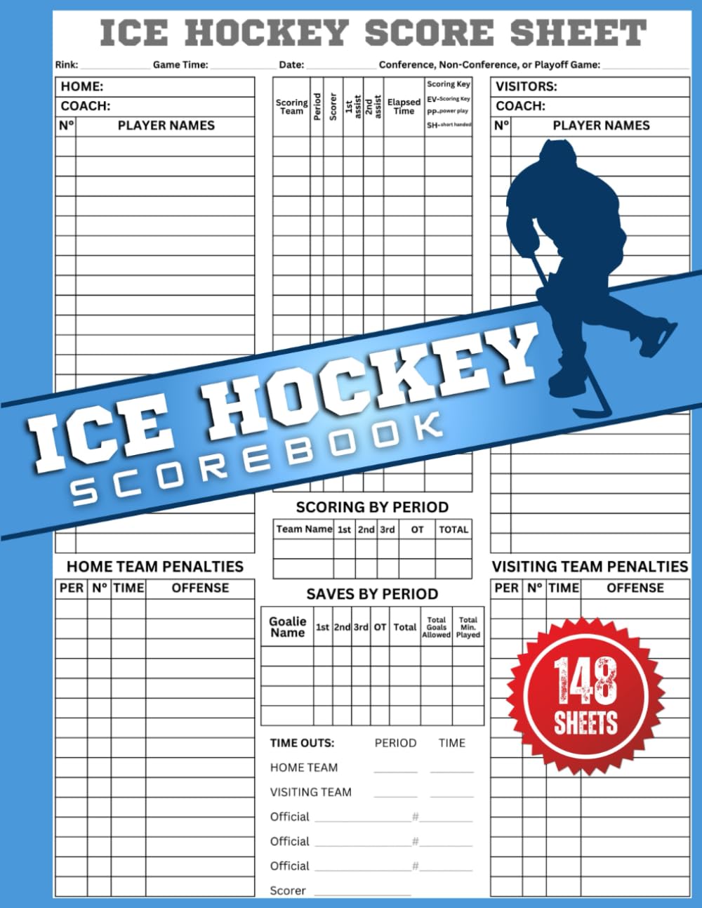 capítulo por capítulo baixar Ice Hockey Scorebook: 148 Ice Hockey Score sheets Logbook size 8.5 x 11 inches | Ice Hockey Scoring book | Ice Hockey Score Notebook