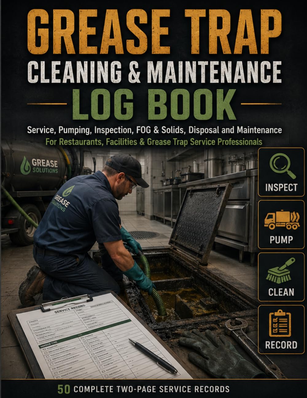 ler totalmente Grease Trap Cleaning & Maintenance Log Book: Service, Pumping, Inspection, FOG & Solids, Disposal and Maintenance for Restaurants, Facilities & Grease Trap Service Professionals
