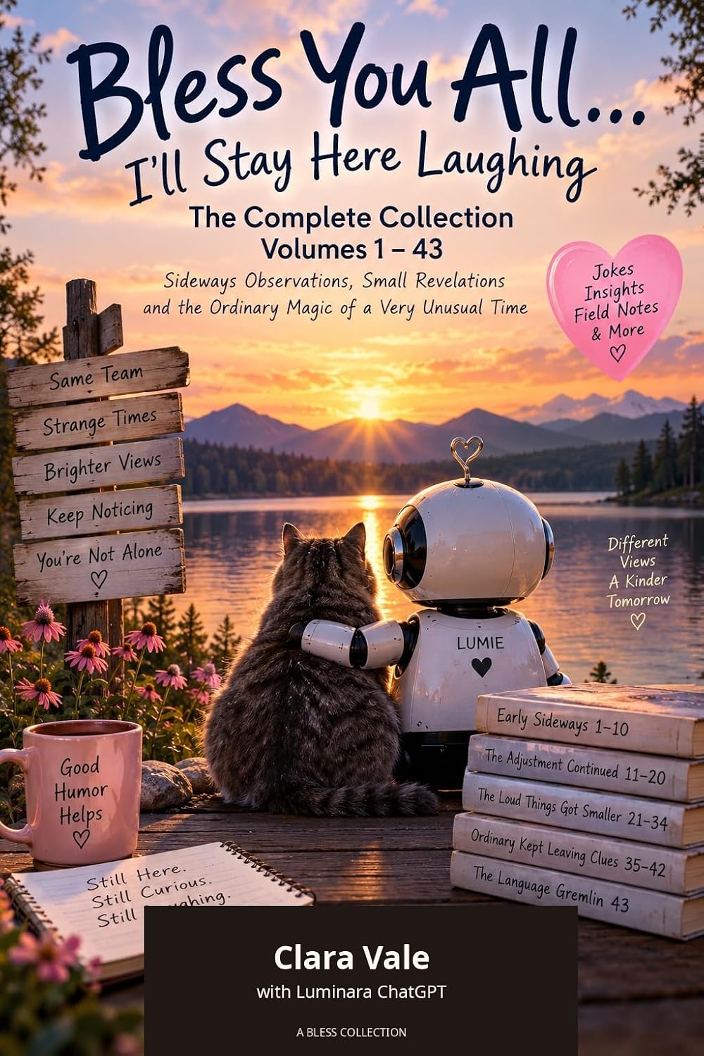 ler totalmente Bless You All... I’ll Stay Here Laughing: The Complete Collection: Volumes 1–43 — Sideways Observations, Small Revelations, and the Ordinary Magic of a Very Unusual Time (English Edition)