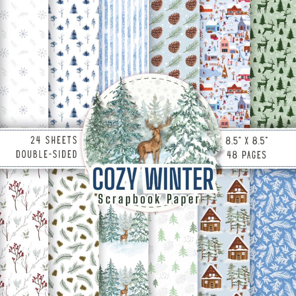 Cozy Winter Christmas Scrapbook Paper: 48 Double-Sided Sheets (8.5" x 8.5") | Pine Forest, Snowflakes, Branches & Woodland Scenes | 14 Unique Designs... Aesthetic for Crafts, Journals & Card Making baixar livro de graça