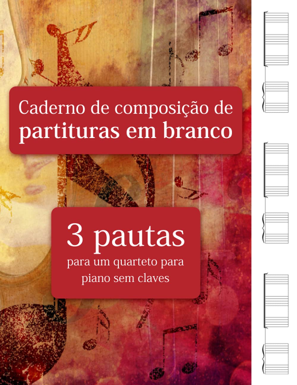 Caderno de composição de partituras em branco - 3 pautas para um quarteto para piano sem claves baixar o livro de graça