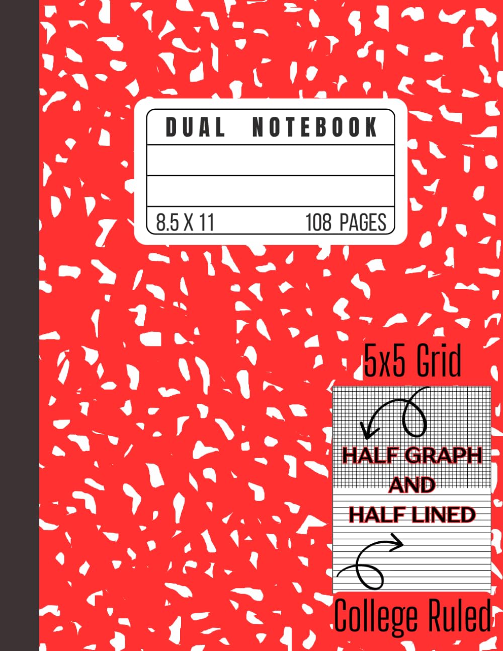Half Graph Half Lined Notebook: Dual Composition Journal for STEM & Math | College Ruled Paper with 5x5 Grid on One Page baixar o livro de graça