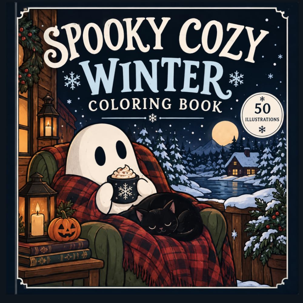Spooky cozy winter coloring book: Haunted Winter Hygge coloring book,Spooky Cozy Coloring Book for Adults, Teens & Kids: 50 Bold & Easy Pages of... & Snowy Cabins| winter gift | screen free fun baixar o livro de graça