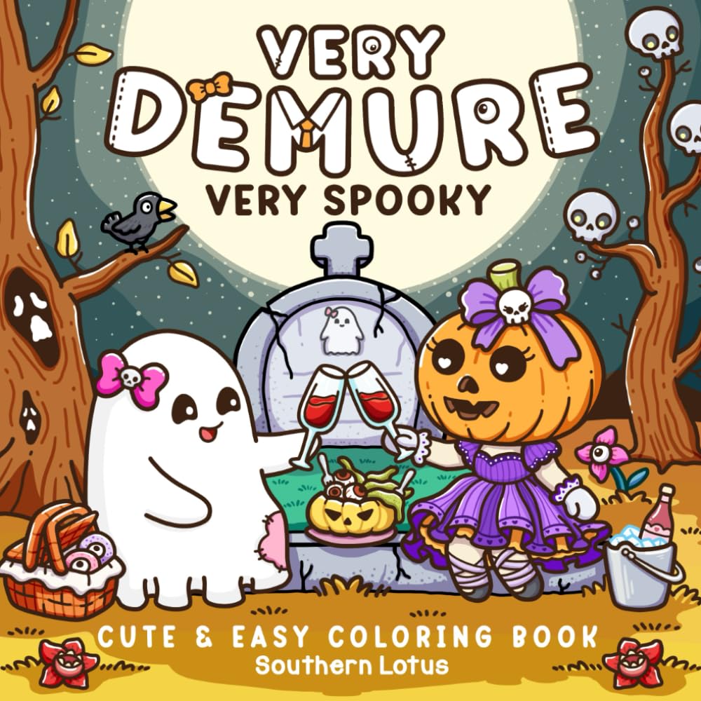 Very Demure Very Spooky: Coloring Book for Adults and Teens Featuring Creepy Adorable Characters in Cozy and Spooky Vibes, Cute and Easy Designs for... Stress Relief (Spooky - Cute - Easy Coloring) baixar o livro de graça