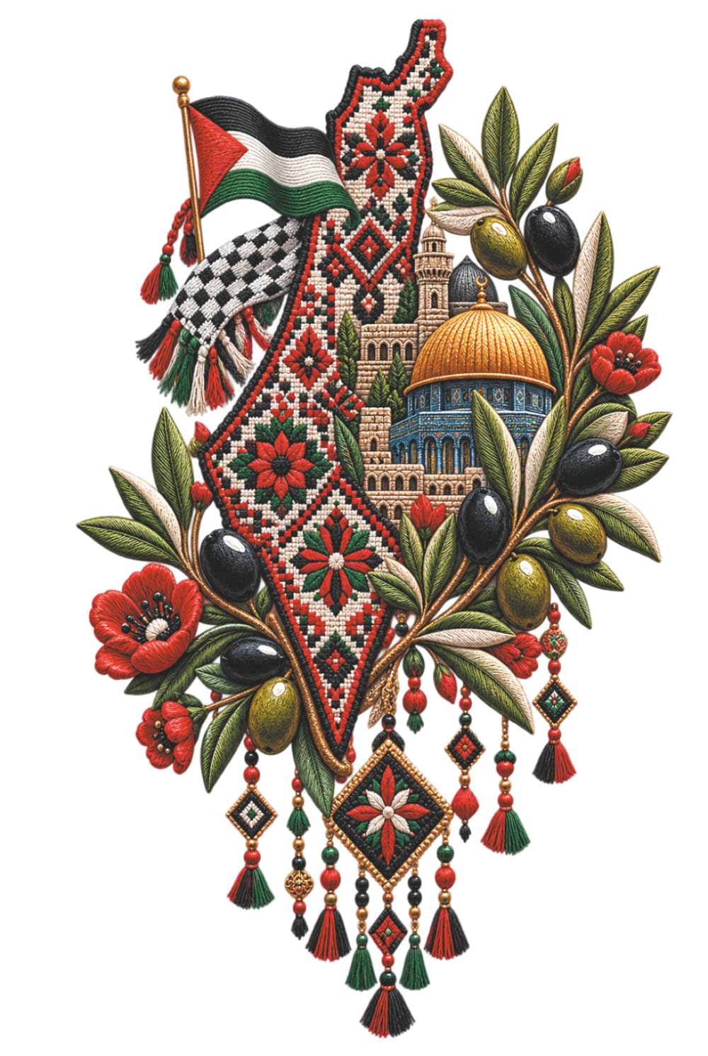 Palestine Forever Journal: Map, Flag & Olive Tree Heritage Notebook: 6x9 Lined Diary Featuring Palestinian National Symbols, Dome of the Rock, and Cross-Stitch Embroidery baixar livro de graça