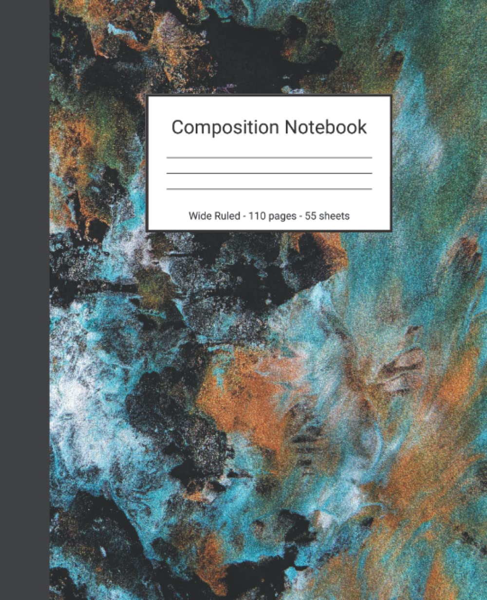 Composition Notebook: Wide Ruled Paper Notebook Journal - Black Green And Orange Abstract Art - Blank Wide Lined Workbook baixar livro de graça
