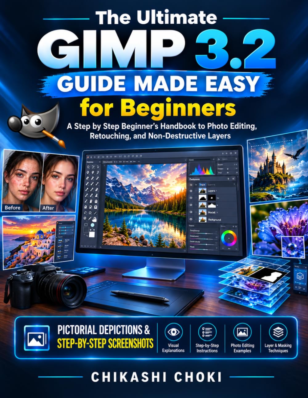 ler totalmente The Ultimate GIMP 3.2 Guide Made Easy for Beginners: A Step by Step Beginner's Handbook to Photo Editing, Retouching, and Non-Destructive Layers.