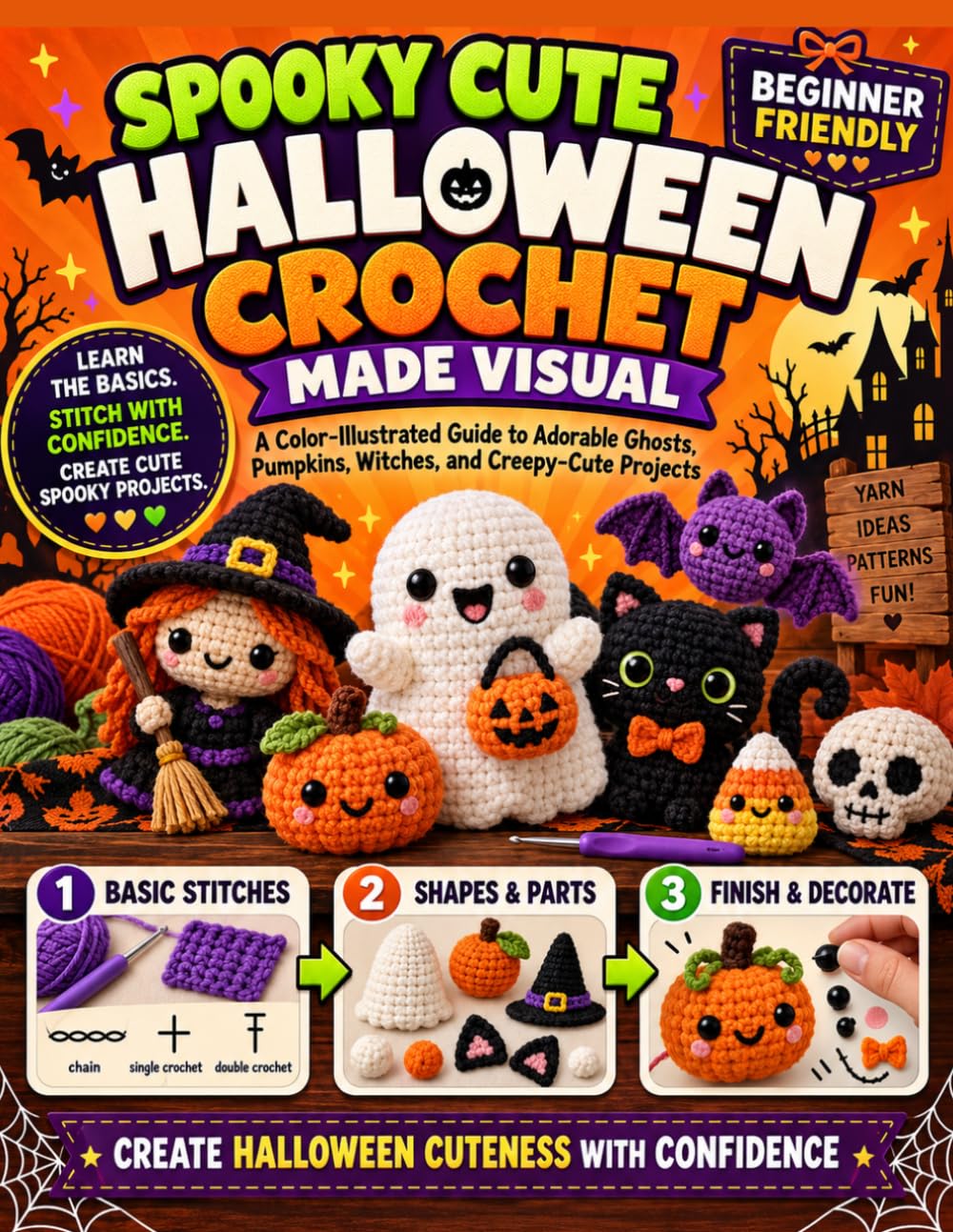 ler totalmente Spooky Cute Halloween Crochet Made Visual: A Color-Illustrated Guide to Adorable Ghosts, Pumpkins, Witches, and Creepy-Cute Projects