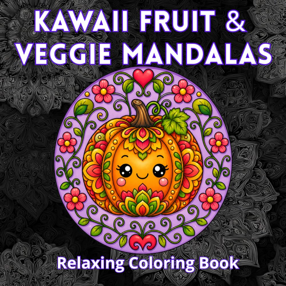 ler totalmente Kawaii Fruit & Veggie Mandalas Coloring Book: Cute Kawaii Fruits and Vegetables Filled with Mandala Patterns for Relaxing Coloring Fun (Bold Mandalas)