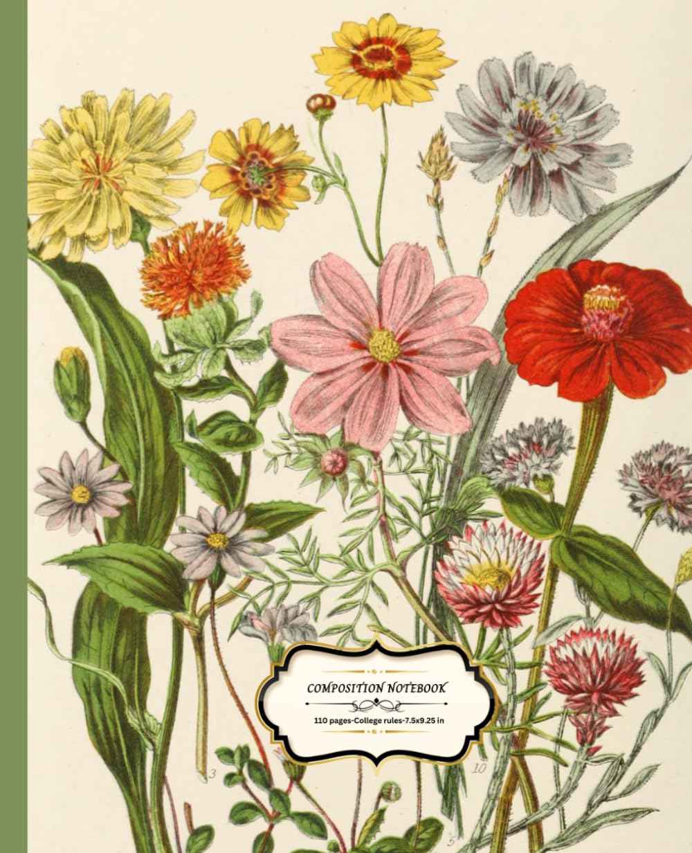 ler totalmente Composition Notebook College Ruled 7.5" x 9.25": Vintage Botanical Illustration Journal with 110 Pages, Floral Aesthetic Journal For Girls, Teens, Women