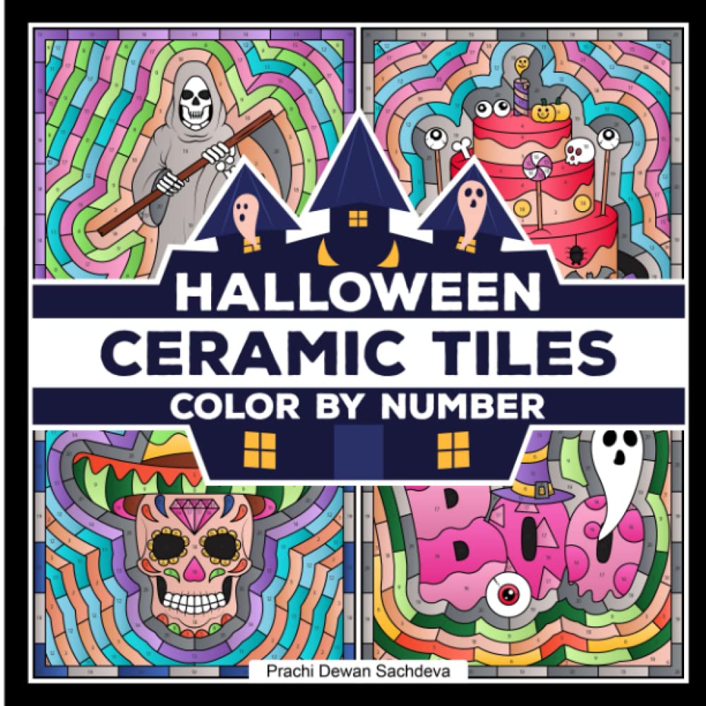 ler totalmente Ceramic Tiles Halloween - Color By Number: A spooky coloring book to color and relax - paint by number pages of bats, trick or treat sign, ghost, jack... more (Ceramic Tiles Coloring Book for Adults)