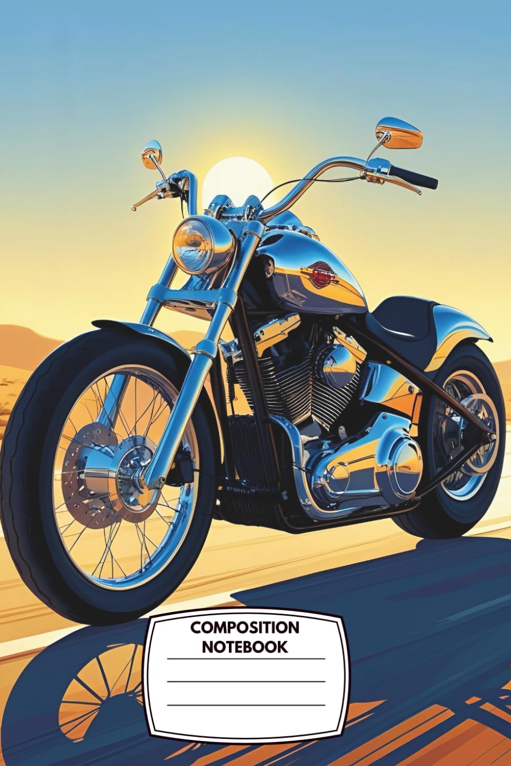 Composition Notebook: College Ruled, 6x9”, 120 Pages – Retro Chopper Motorcycle Cover with Flames & Sunset – Ideal for Bikers, Motorcycle Fans, or Rebel Writers baixar o livro de graça