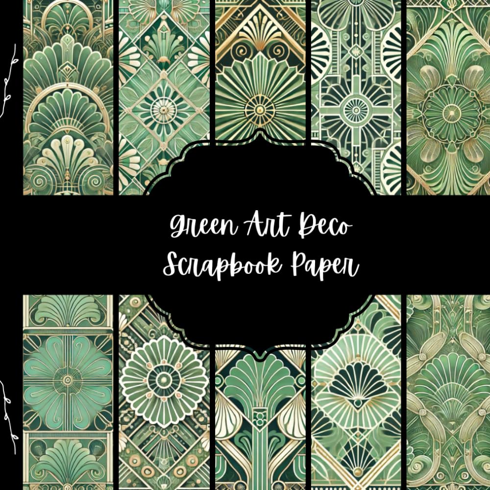 Green Art Deco Scrapbook Paper, Green and Gold Junk Journal Paper, Abstract Decorative Paper, DIY Projects, Origami, Collage Sheets, Decoupage Paper, 10 Designs, Double SIded baixar o livro de graça