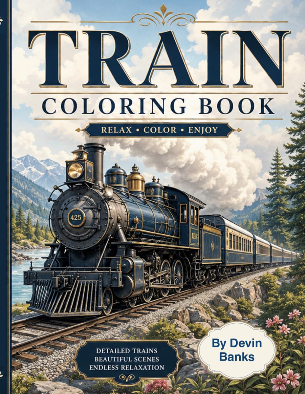 ler totalmente Train Coloring Book: Adult Coloring Book of Trains Around the World
