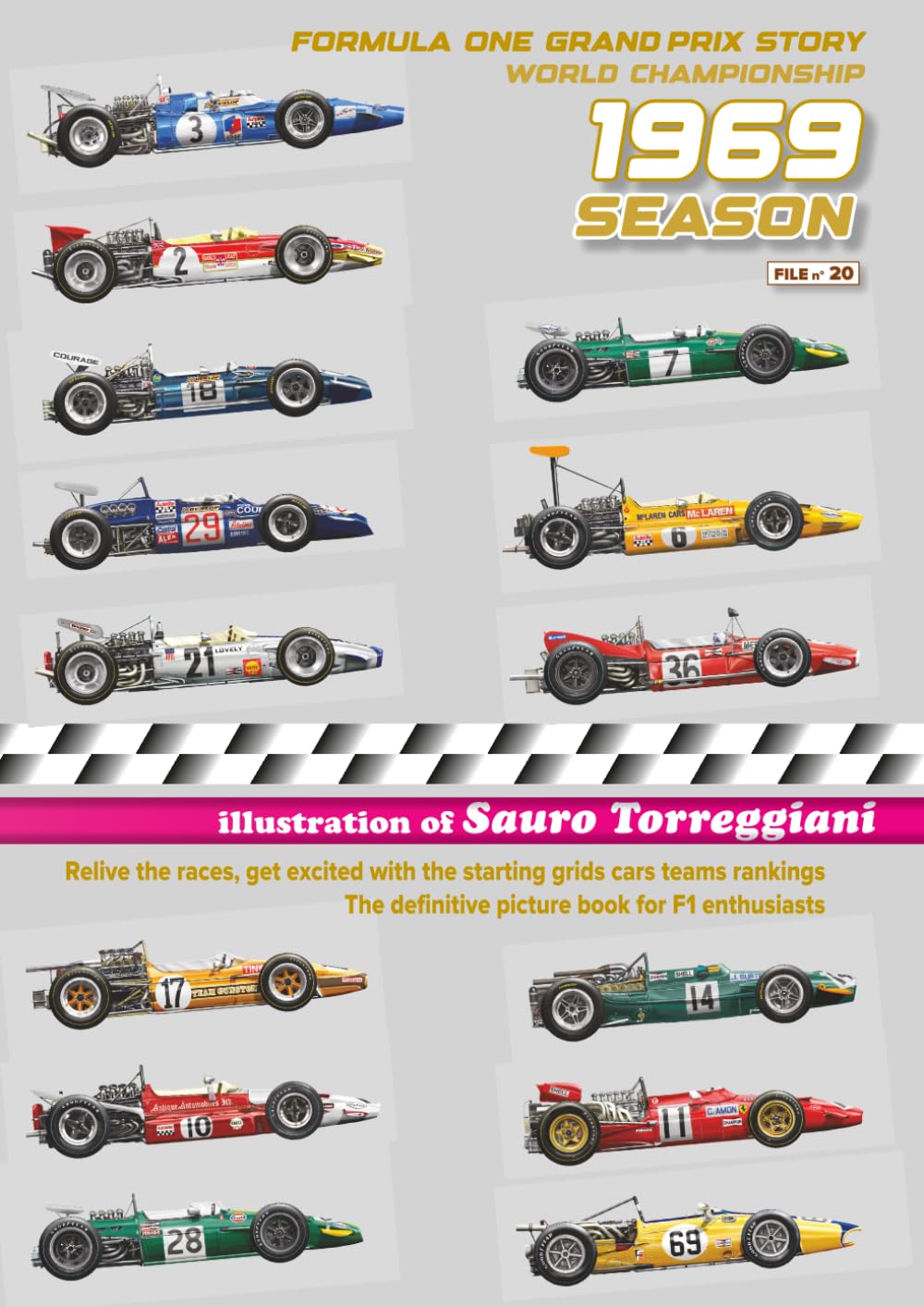 ler totalmente 1969 Season Formula One Grand Prix Story World Championship: Relive the races, get excited with the starting grid cars teams rankings. The definitive picture book for F1 enthusiast