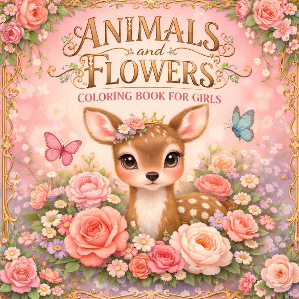 capítulo por capítulo baixar Animals and Flowers Coloring Book for Girls: 40 Cute Designs with Butterflies, Pets, Floral Patterns and Nature Scenes for Creative Kids Ages 4-8