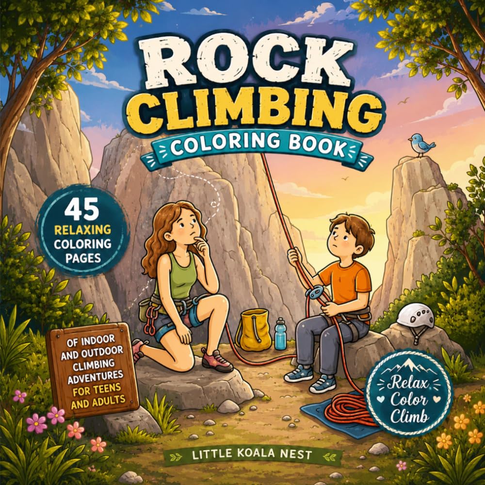 Rock Climbing Coloring Book: 45 Relaxing Coloring Pages of Indoor and Outdoor Climbing Adventures for Teens and Adults baixar livro de graça