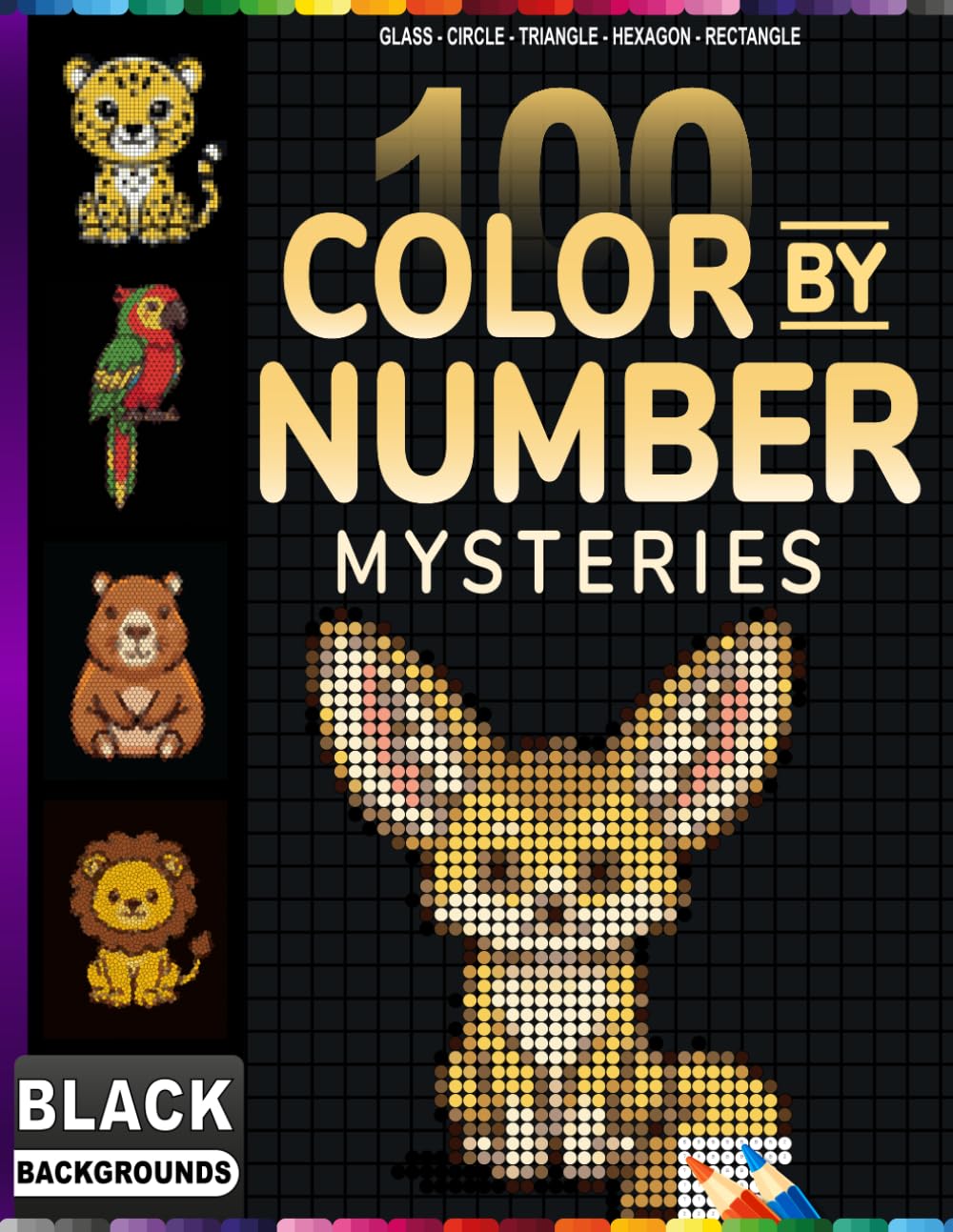 100 Animals Color By Number: Mystery Mosaics in 5 Grid Shapes — A Relaxing Color by Number Mystery Book for Adults with Black Backgrounds baixar o livro de graça