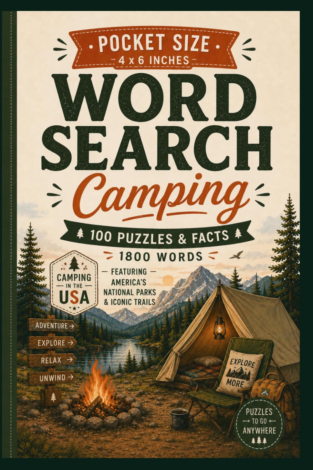 Pocket Size Word Search Camping: 4x6 Travel Activity Book with Fun Facts About America's National Parks & Iconic Trails - 100 Puzzles - 1800 words baixar livro de graça