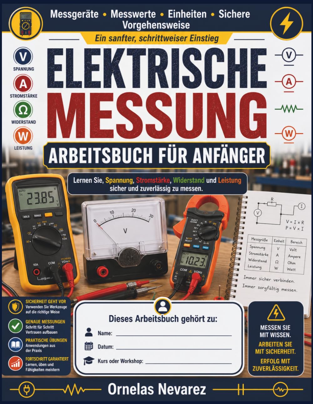 ELEKTRISCHE MESSUNG ARBEITSBUCH FÜR ANFÄNGER: Lernen Sie, Spannung, Stromstärke, Widerstand und Leistung sicher und zuverlässig zu messen. (German Edition)