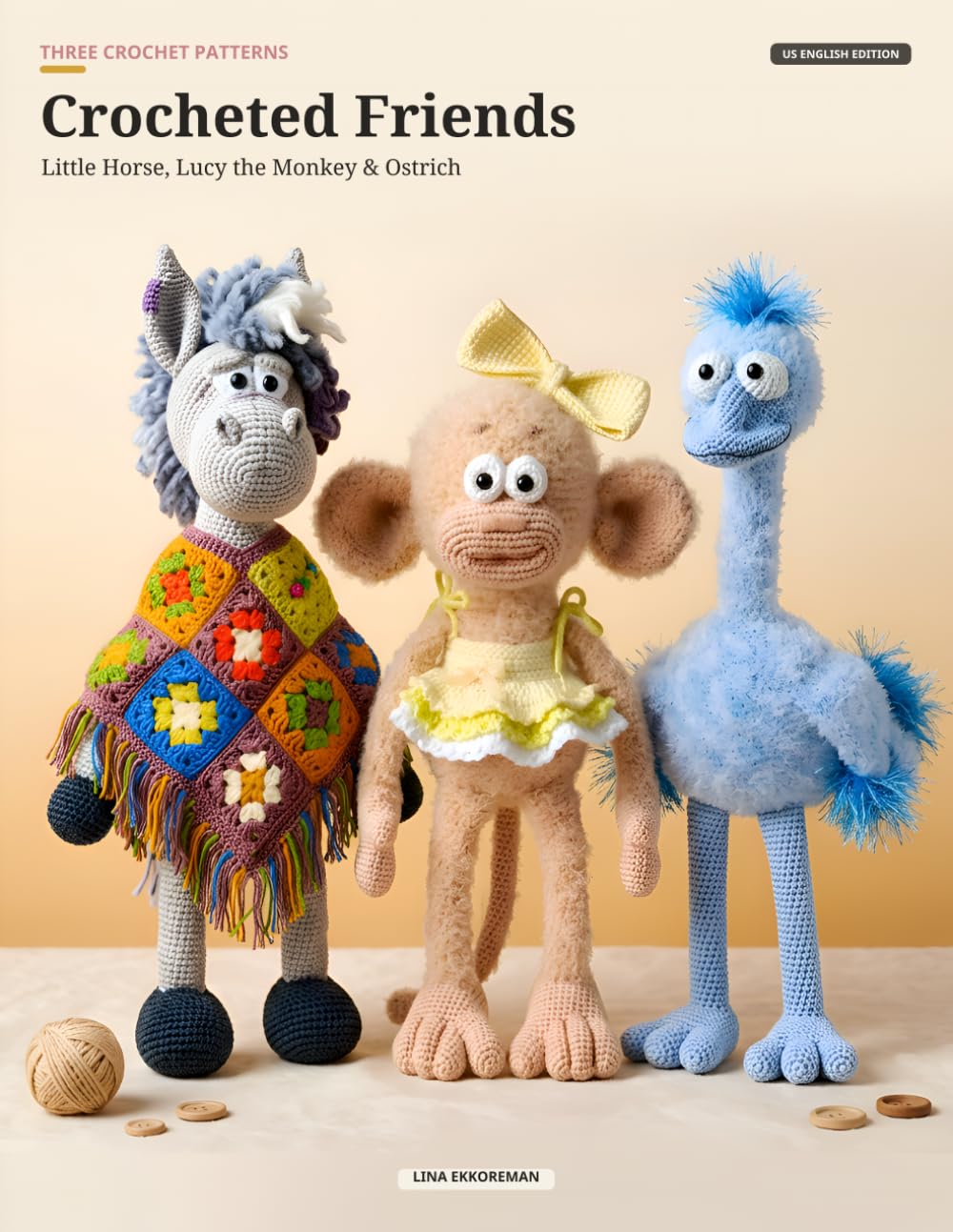 ler totalmente Crocheted Friends: Three Crochet Patterns: Little Horse, Lucy the Monkey & Ostrich (DETAILED CROCHET PATTERNS / USA)