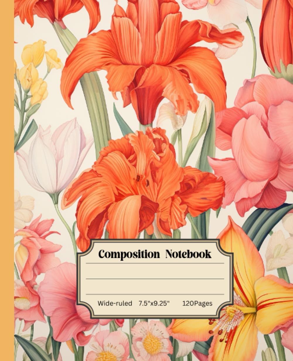 Warm Flower Pattern Composition Notebook: Wide Ruled: Lined Journal, Classic 7.5 x 9.25 size, 120 pages, softcover baixar livro de graça