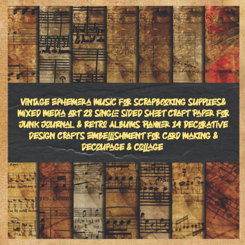 Vintage Ephemera music for scrapbooking supplies& mixed media art 28 single sided sheet Craft Paper for Junk Journal & retro Albums Planner 14... & collage: designer collection pack DIY baixar livro de graça