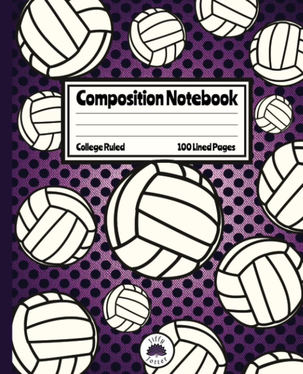Volleyball Composition Notebook College Ruled - blank lined notebook: volleyballs on purple background with polka dots cover design baixar o livro de graça