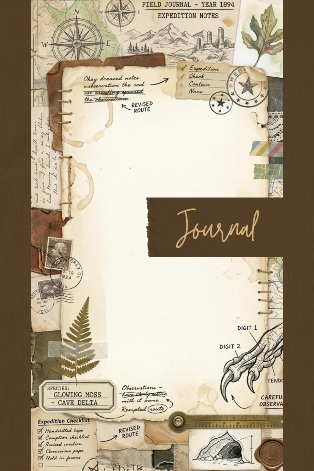 capítulo por capítulo baixar Vintage Explorer Field Journal Pages - 6x9 Decorative Paper - 100 Adventure Writing Sheets with World Maps, Expedition Notes, and Old Style Ephemera Collage
