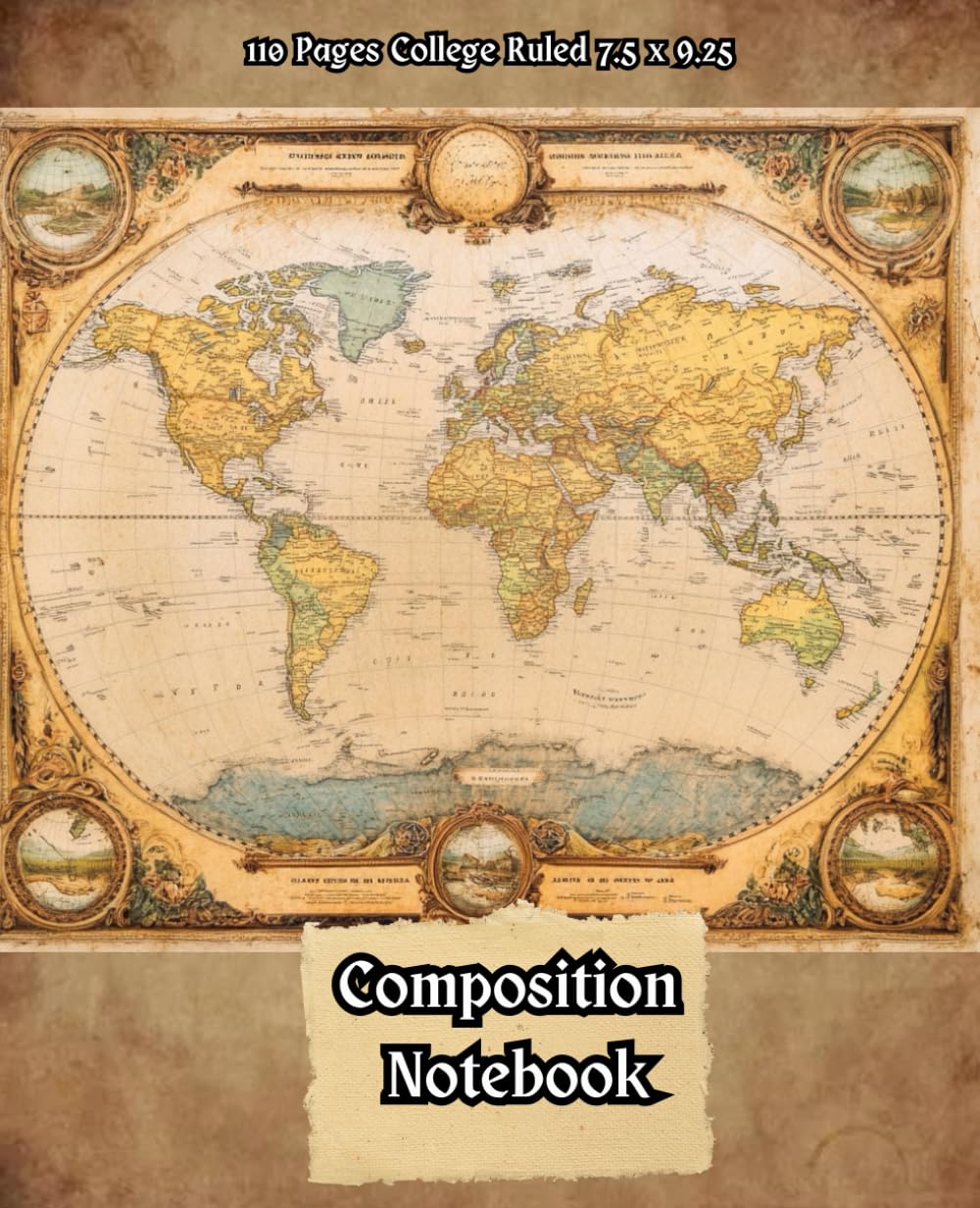 ler totalmente Antique World Map Old Paper Looking Style Cover Composition Notebook: Vintage Historical Style Cover with 110 Pages College Ruled for Home and Work, School, College, University