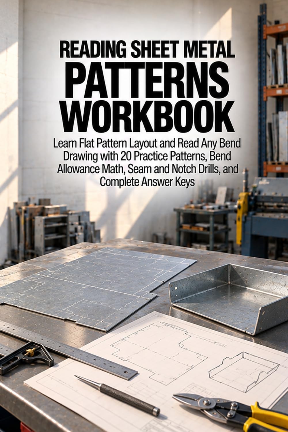 Reading Sheet Metal Patterns Workbook: Learn Flat Pattern Layout and Read Any Bend Drawing with 20 Practice Patterns, Bend Allowance Math, Seam and Notch Drills, and Complete Answer Keys