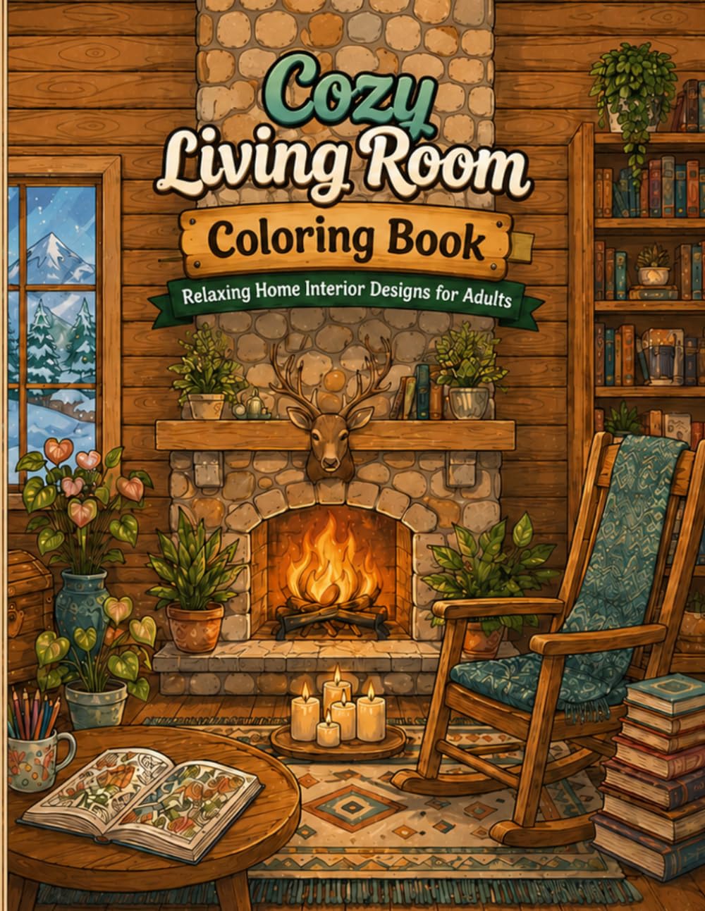 Cozy Living Room Coloring Book: Relaxing Home Interior Designs for Adults baixar o livro de graça
