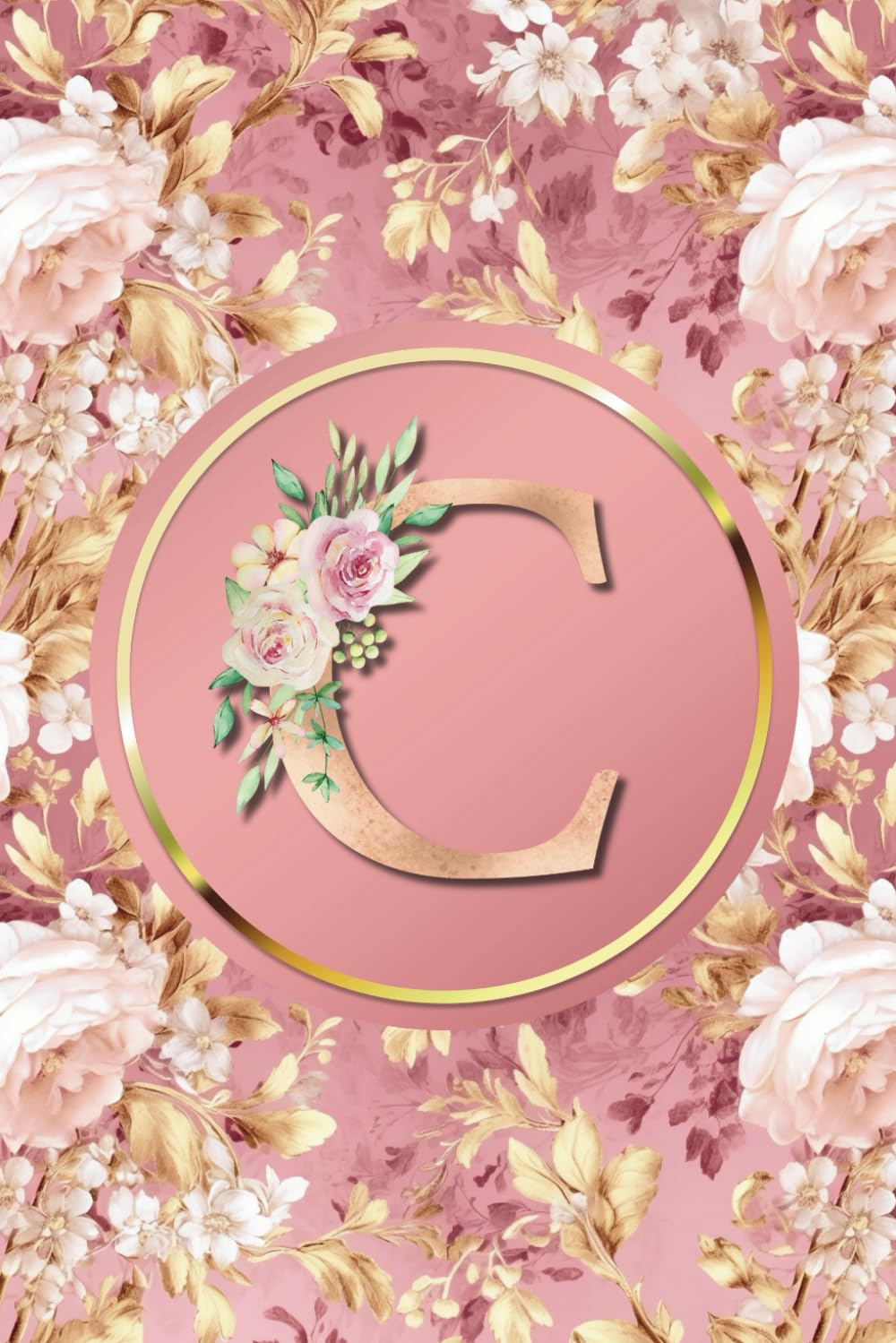 Monogram Notebook C: Pink and Gold Vintage Floral Initial Letter C Monogram College Ruled Notebook for Women and Girls - Personalized Name Journal - Monogrammed Gift baixar livro de graça