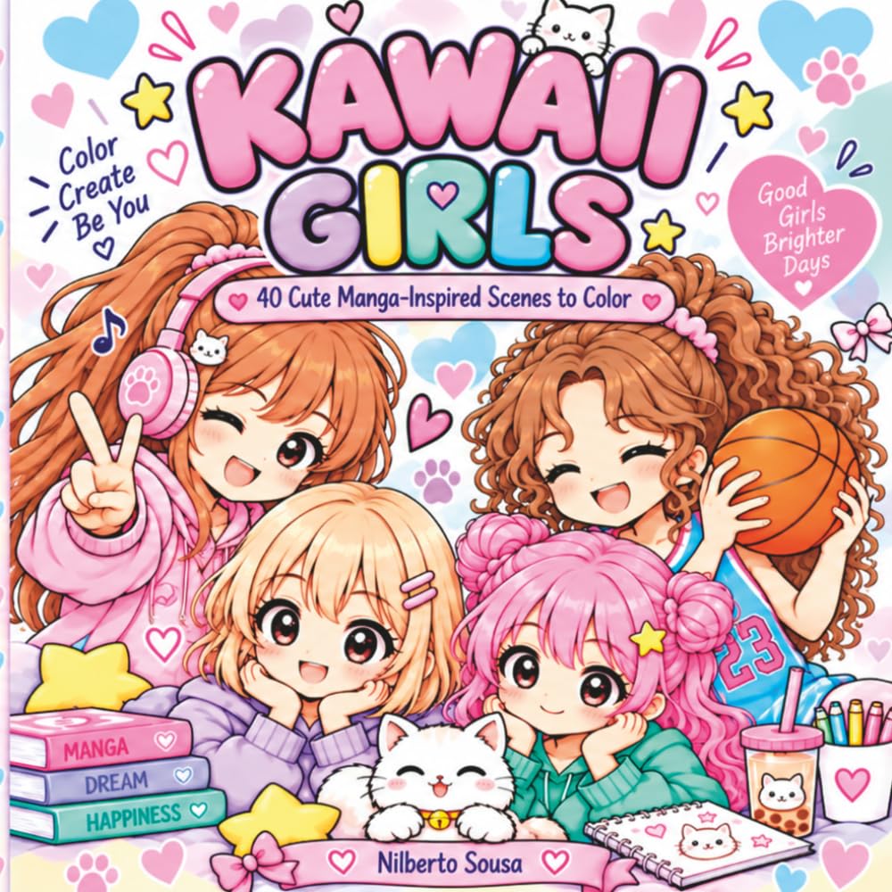 Kawaii Girls: 40 Cute Manga-Inspired Scenes to Color (Portuguese Edition) baixar livro de graça