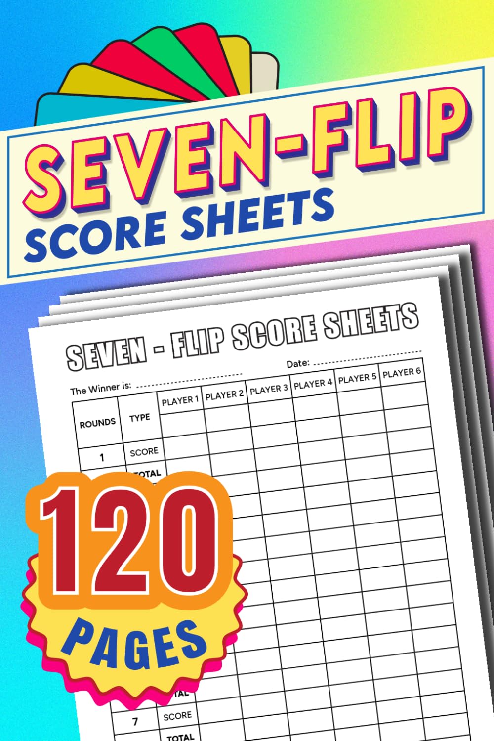 capítulo por capítulo baixar Seven-Flip Score Sheets: Easy-to-Record Scorebook for Up to 8 Players | 120 Pages | Large Print for Family & Friends Game Night | Clear, Bold Layout | Glossy Cover