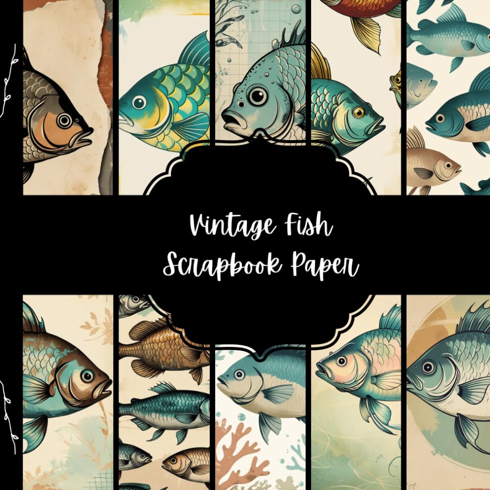 Vintage Fish Scrapbook Paper, Fishing Junk Journal Paper, Aquatic Decorative Paper, DIY Projects, Origami, Collage Sheets, Decoupage Paper, 10 Designs, Double Sided baixar o livro de graça