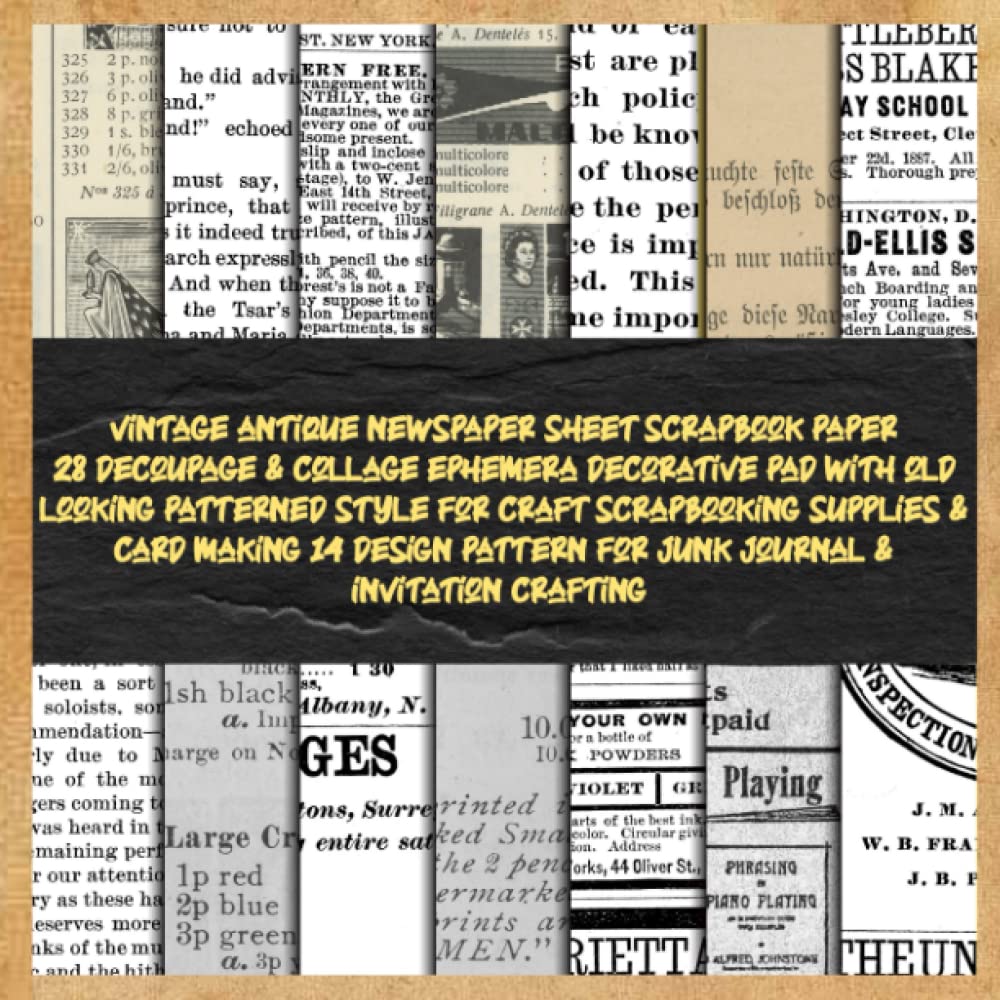 capítulo por capítulo baixar vintage antique newspaper sheet scrapbook paper 28 decoupage & collage ephemera decorative pad with old looking patterned style for craft... & invitation crafting: collection pack