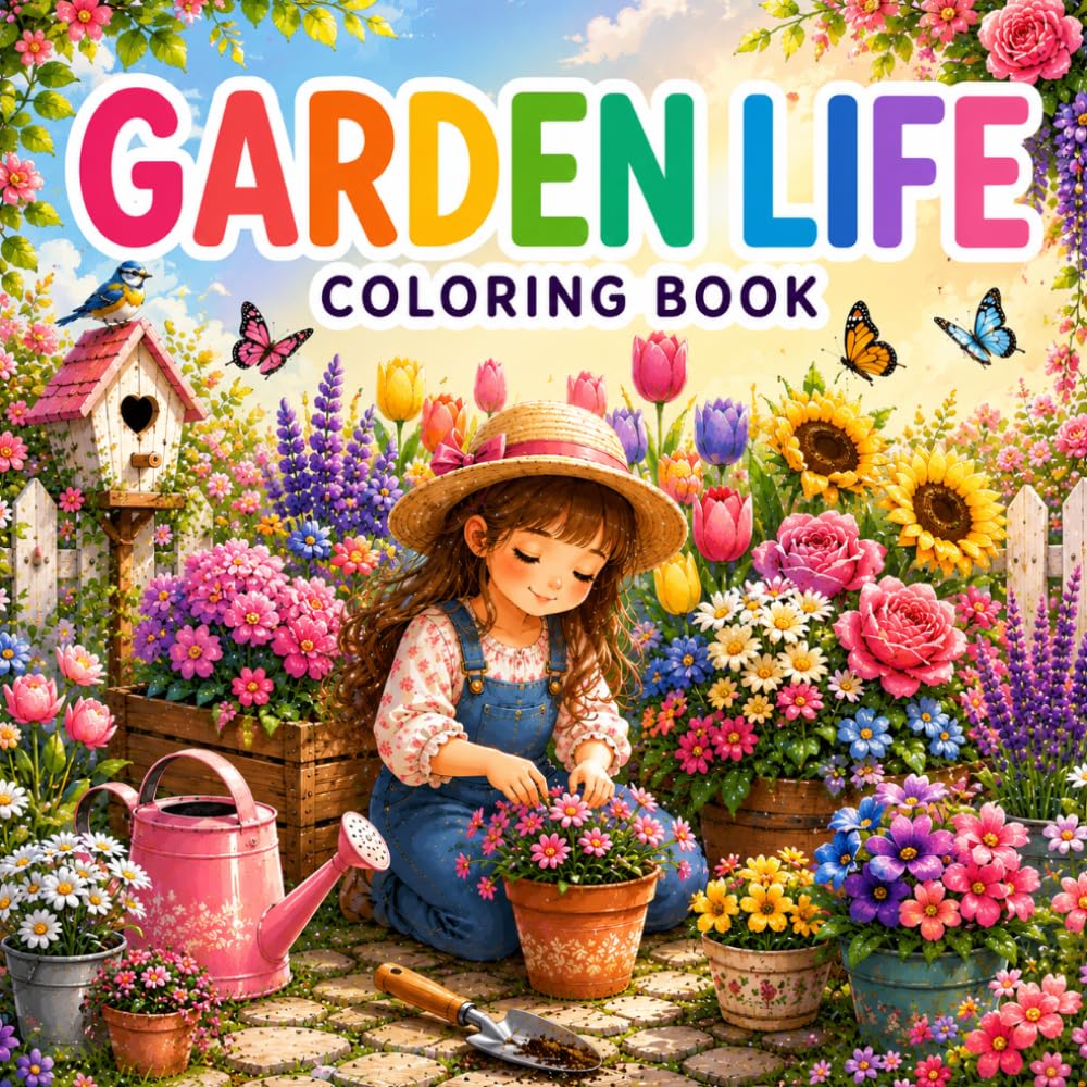 capítulo por capítulo baixar Garden Life Coloring Book: Cute and Cozy Garden Scenes with Bold & Easy Designs for Relaxation, Creativity, and Fun