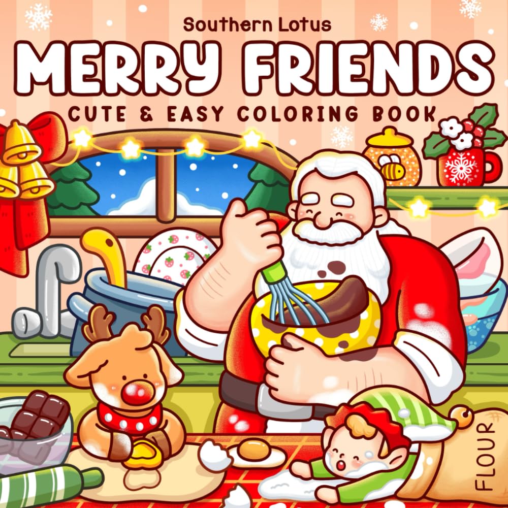 Merry Friends: Christmas Coloring Book for Adults and Teens Featuring Cozy Holiday Scenes with Adorable Characters for Relaxation baixar livro de graça