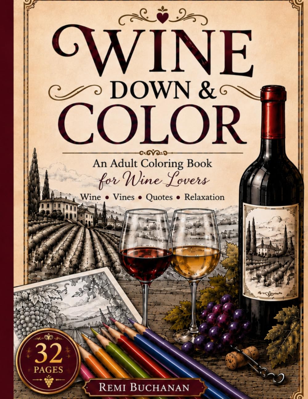 ler totalmente Wine Down and Color: An Adult Coloring Book for Wine Lovers