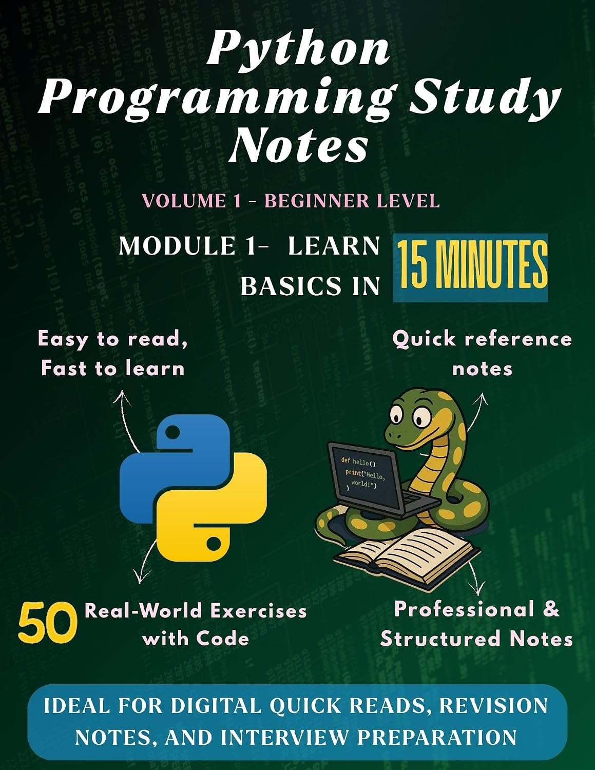 capítulo por capítulo baixar Python Programming Study Notes #1 – Learn Python Basics in 15 Minutes: Module 1 of Complete Python Study Notes Series (20 Modules) | 50 Exercises with... Notes Series (20 Modules)) (English Edition)