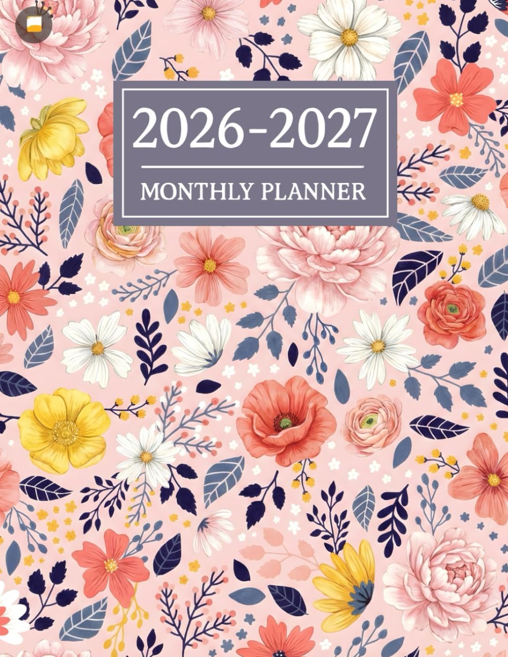 ler totalmente Monthly Planner 2026-2027: Two Year Calendar Schedule Organizer | January 2026 to December 2027 | with Holiday and Celebration | Contacts | Password... | To Do List Goals And Note | Flower Cover